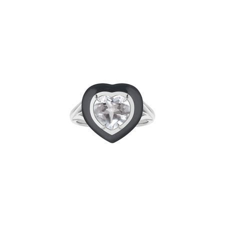 Moonka Кольцо из серебра с горным хрусталем и черной эмалью