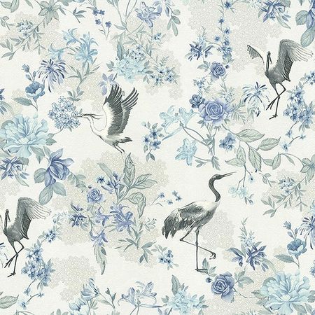 Обои Yien Feerie 3501-5 Винил на флизелине 10610 БелыйГолубойСерый ПтицыЦветы 3950₽