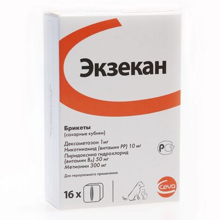 Ceva Экзекан сахарные кубики брикеты для собак и кошек для лечения дерматитов и экзем 1398₽
