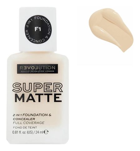 Тональная основа-консилер для лица Super Matte 2 in 1 Foundation &amp; Concealer 24мл: F1