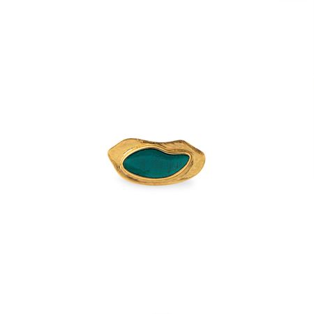 LIYA Золотистое кольцо с бирюзовой эмалью