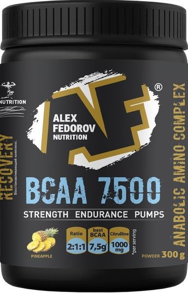 Аминокислоты БЦАА/BCAA 7500 вкус ананаса Алекс Федоров Нутришн порошок 300г
