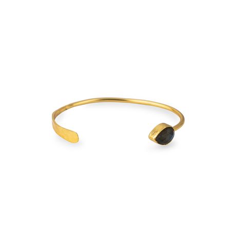 Lisa Smith Золотистый простой полукруглый браслет с оливковым камнем