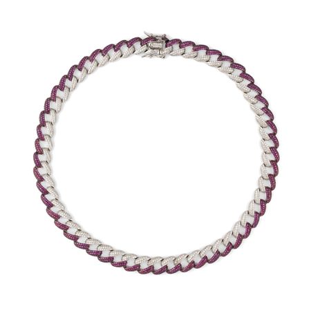 Holy Silver Колье-цепь из серебра с белыми и розовыми кристаллами