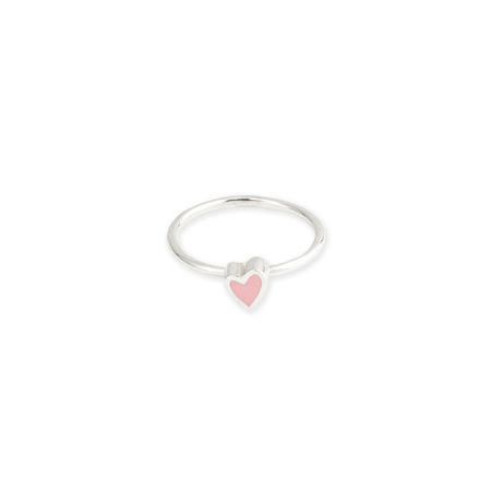 УРА jewelry Кольцо из серебра с розовым сердцем эмаль