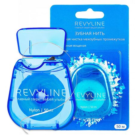Зубная нить Revyline Revyline нейлон вощеная мята синяя 50 м 350₽