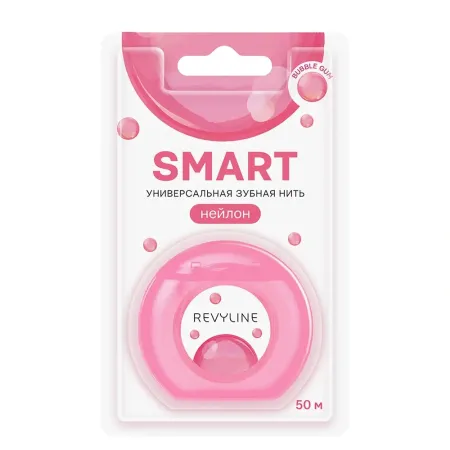 Зубная нить Revyline Revyline нейлон вощеная Bubble Gum розовая 50 м 350₽