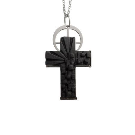 OXIOMA Подвеска крест XII полночь с серебряным покрытием