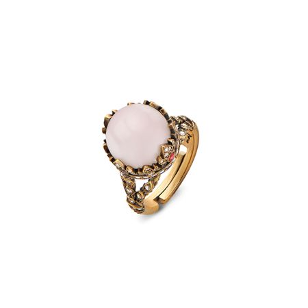 Fiore di Firenze Золотистое кольцо CORONA с розовым кварцем