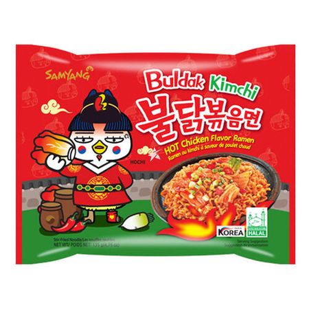 Лапша Samyang Hot Chicken Flavour Ramen Kimchi со вкусом курицы и кимчи, 135 г