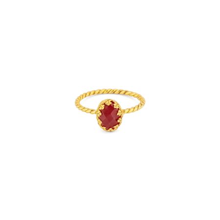 Gem Kingdom Золотистое тонкое кольцо Lizzy с красным агатом