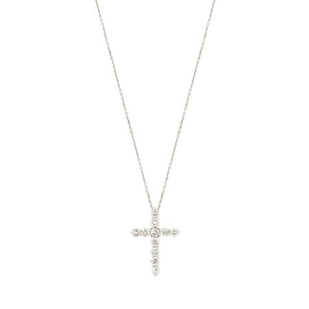 4C Подвеска-крест с бриллиантами на цепочке из белого золота