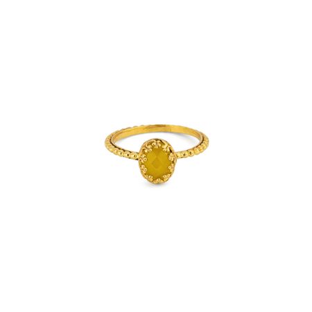 Gem Kingdom Золотистое тонкое кольцо Lizzy с желтым агатом