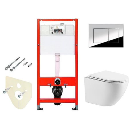 Комплект унитаза WellWant Aura WWU01121WK с инсталляцией Tece Profil 9400412 с сиденьем Микролифт и клавишей смыва Хром глянцевый 33062₽