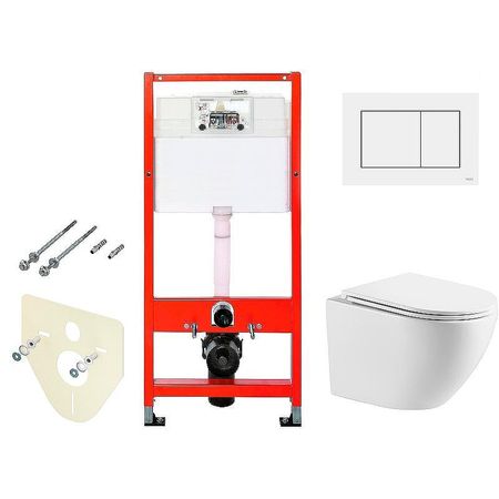 Комплект унитаза WellWant Aura WWU01121WK с инсталляцией Tece Base 9400413 с сиденьем Микролифт и Белой клавишей смыва 33062₽