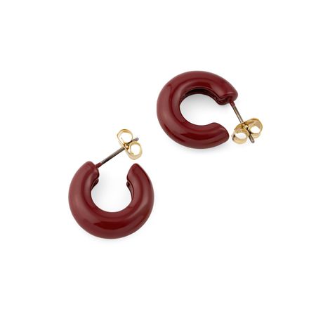 Aloud Небольшие серьги-кольца с бордовой эмалью 1650₽