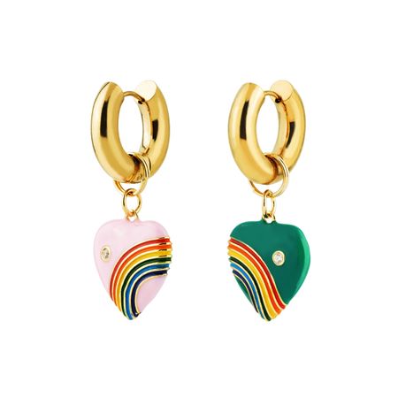 Maniovich AM Золотистые серьги с подвесками-сердцами Rainbow Hearts