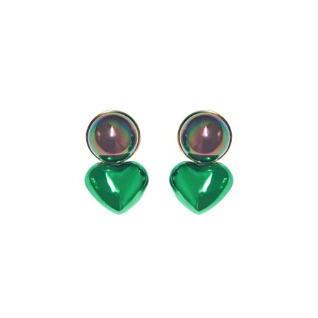 Free Form Jewelry Зеленые серьги-сердца с шариком
