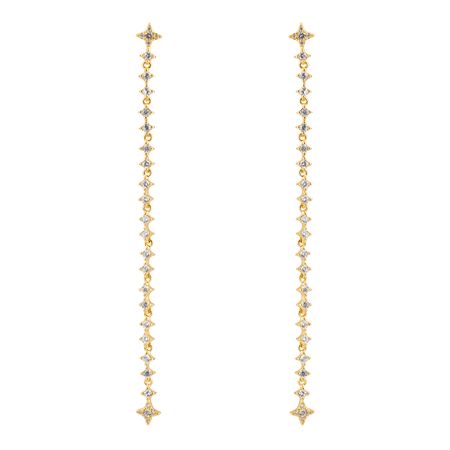 Free Form Jewelry Золотистые длинные серьги с кристаллами-звездами