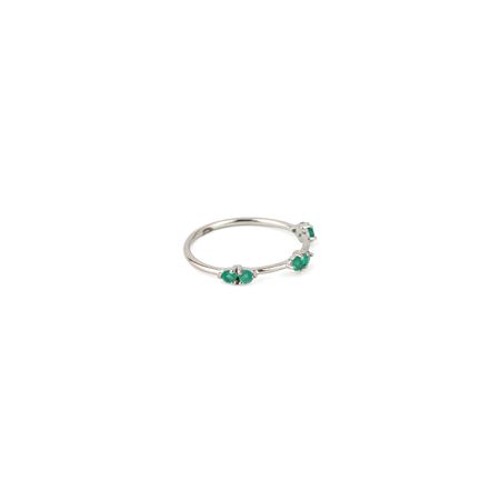 Wisteria Gems Серебряное кольцо тонкое со вставками из круглого зелёного оникса