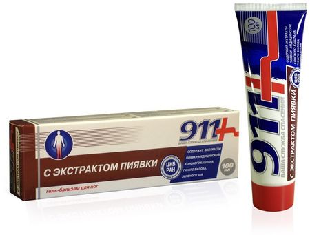 911 гель-бальзам д ног д суставов экстракт пиявки 100мл
