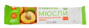 Vita Verde Батончик мюсли без сахара абрикос 30 г