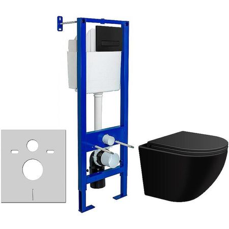 Комплект унитаза WellWant Aura WWU01122B с инсталляцией Berges Atom 410 040340 с сиденьем Микролифт и Черной матовой клавишей смыва 26788₽