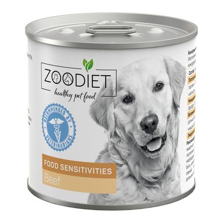 Zoodiet Food Sensitivities Beef влажный корм для взрослых собак с чувствительным пищеварением с говядиной в консервах - 240 г х 12 шт 3024₽