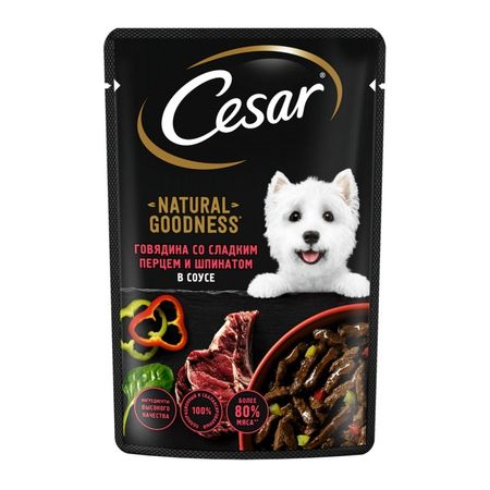 Cesar Natural Goodness влажный корм для собак с индейкой горохом и морковью в желе в паучах - 80 г 1456₽