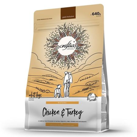 Craftia Natura Adult Dog Medium Large Breed сухой корм для собак средних и крупных пород с курицей и индейкой - 640 г 1108₽