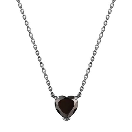 WANNA?BE! Ожерелье «Разрыв сердечек» из серебра с крупным камнем черненое