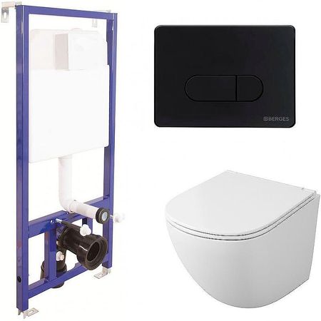 Комплект унитаза Owl 1975 Vind Cirkel-H TOWLT190302 с инсталляцией Berges Novum D5 040235 с сиденьем Микролифт и Черной матовой клавишей смыва 25836₽