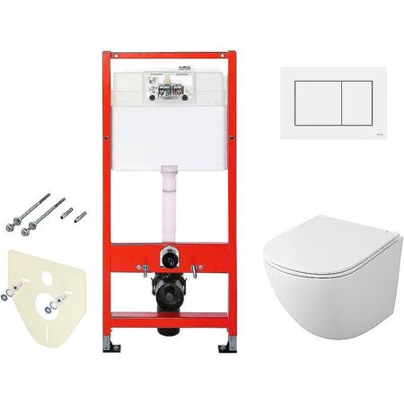 Комплект унитаза Owl 1975 Vind Cirkel-H TOWLT190302 с инсталляцией Tece Base 9400413 с сиденьем Микролифт и Белой клавишей смыва 34965₽