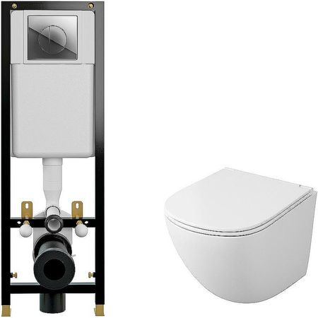 Комплект унитаза Owl 1975 Vind Cirkel-H TOWLT190302 с инсталляцией Cersanit Black 35 S-IN-BLACK-Cg-w с сиденьем Микролифт и клавишей смыва Хром