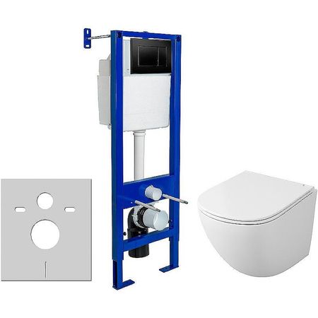 Комплект унитаза Owl 1975 Vind Cirkel-H TOWLT190302 с инсталляцией Berges Atom 410 040332 с сиденьем Микролифт и Черной матовой клавишей смыва 23783₽