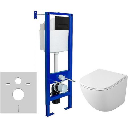 Комплект унитаза Owl 1975 Vind Cirkel-H TOWLT190302 с инсталляцией Berges Atom 410 040340 с сиденьем Микролифт и Черной матовой клавишей смыва 23781₽