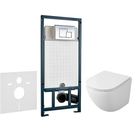 Комплект унитаза Owl 1975 Vind Cirkel-H TOWLT190302 с сиденьем Микролифт и инсталляцией WeltWasser WW Marberg 507 1000000594910000005953 с клавишей смыва Хром глянцевый 19915₽