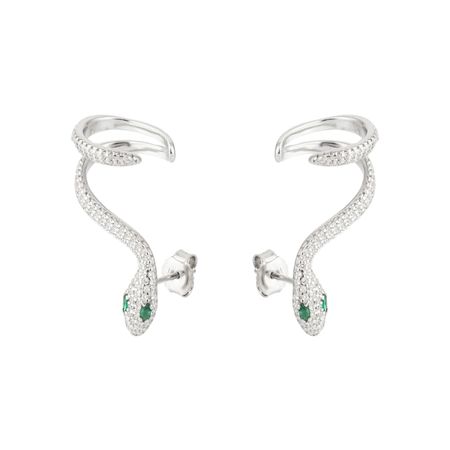 SKYE Серьги Snake из серебра с зелёными фианитами 8700₽