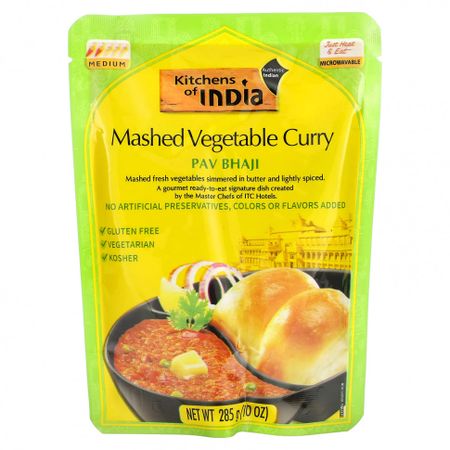 Kitchens of India, Пав Бхаджи, овощное пюре карри, средний вкус, 285 г (10 унций)