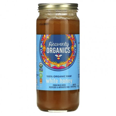 Heavenly Organics, 100% органический необработанный белый мед, 624 г (22 унции)