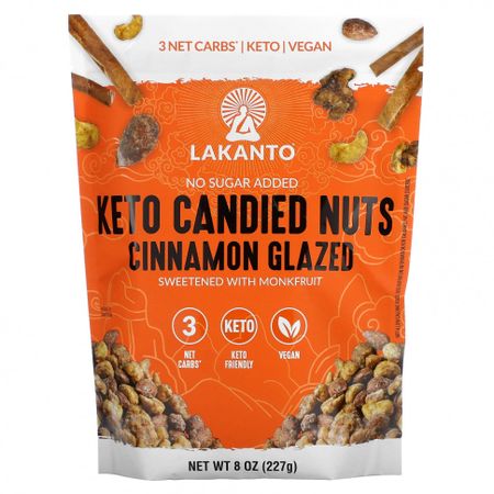 Lakanto, Keto Candied Nuts, глазированные орехи с корицей, 227 г (8 унций)