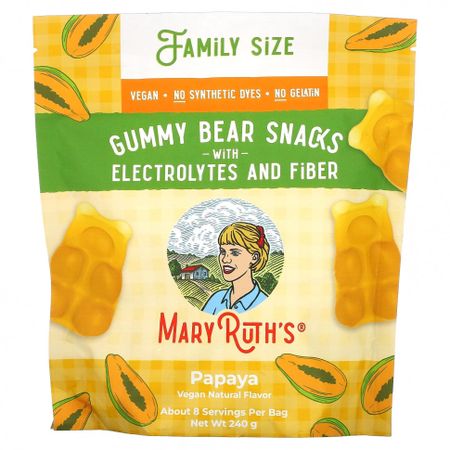 MaryRuth Organics, Мармеладные снеки с электролитами и клетчаткой, папайя, 240 г