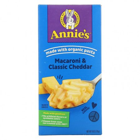Annie's Homegrown, макароны с классическим сыром чеддер, 170 г (6 унций)
