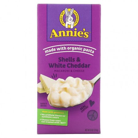 Annie's Homegrown, Ракушки и белый чеддер, Макароны с сыром, 6 унций (170 г)