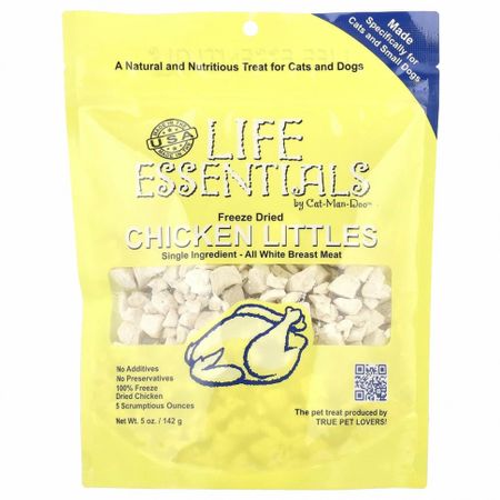 Cat-Man-Doo, Life Essentials, кусочки сублимированной курицы, для кошек и собак, 142 г (5 унций)