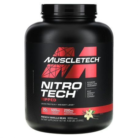 Muscletech, Nitro Tech Ripped, чистый протеин + формула для похудения, французская ваниль, 1,81 кг (4 фунта)