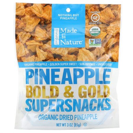 Made in Nature, Органический ананас, сочные золотые снеки, 3 унции (85 г)