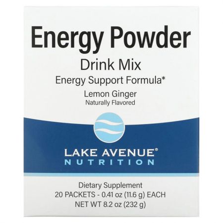 Lake Avenue Nutrition, Порошковая смесь для приготовления напитка, повышающего уровень энергии, 20 пакетиков по 11,6 г (0,41 унции)