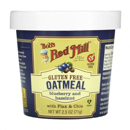Bob's Red Mill, овсянка в чашке, черника и лесной орех с семенами льна и чиа, 71 г (2,5 унции)
