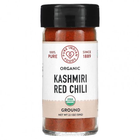 Pure Indian Foods, органический кашмирский красный перец чили, молотый, 65 г (2,3 унции)